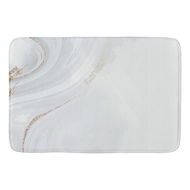 Marble Pastel Stone Texture Glitter Watercolor Bath Mat (Front)