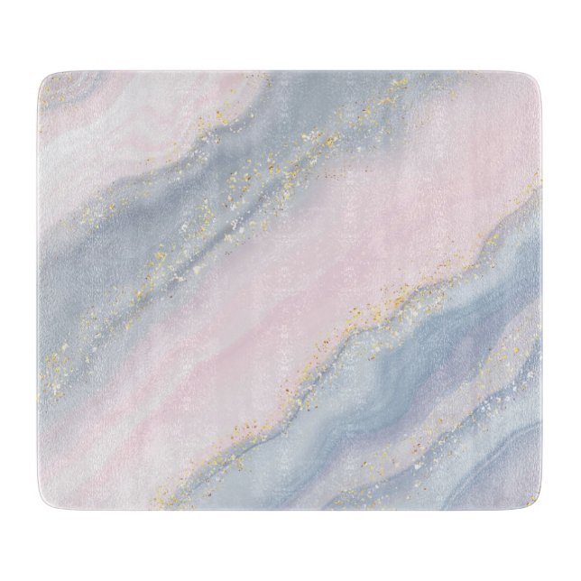 Marble Pastel Stone Texture Glitter Watercolor Cutting Board (Front)