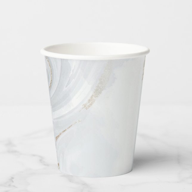 Marble Pastel Stone Textured 8oz Paper Cup (Front)