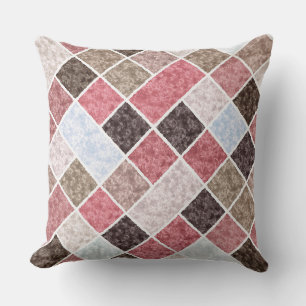 marble patchwork in brown and pink tones outdoor pillow