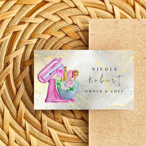 marble Patisserie Chef Bakery pink cream Business Card