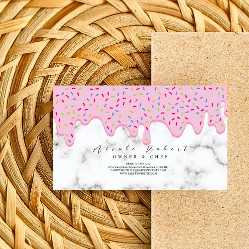 marble Patisserie Pastry Chef Bakery pink cream Business Card