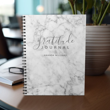 Marble Pattern Gratitude Journal - gray and white