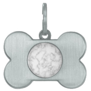 Marble Pattern Gray White Marbled Stone Background Pet Name Tag