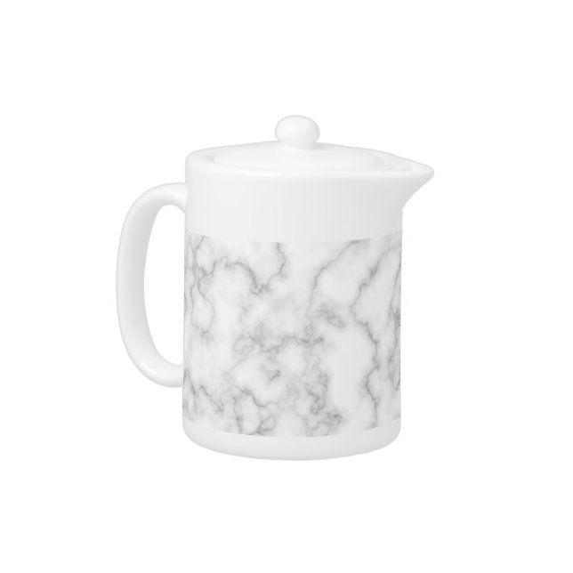 Marble Pattern Gray White Marbled Stone Background Teapot (Left)