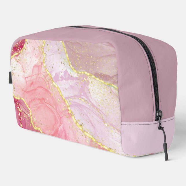Marble Pattern in Red, Purple and Gold Dopp Kit (Right Corner)