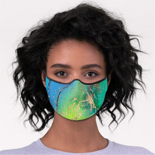 marble pattern modern geode agate chic green gold premium face mask