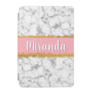 Marble Pattern on Pink with Gold Glitter Case For 