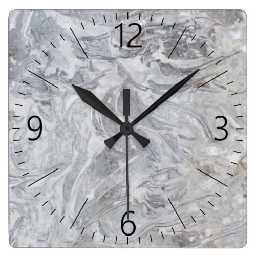 Marble pattern square wall clock