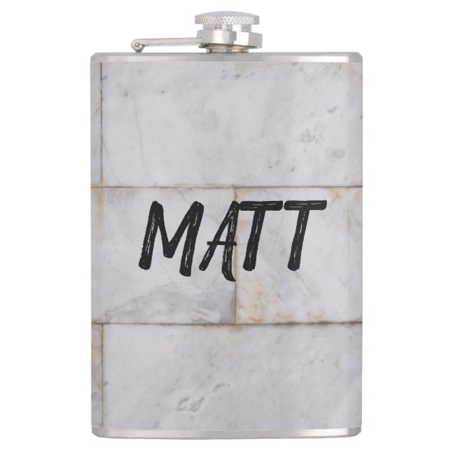 Marble Pattern White And Brown Ceramic Gray Stone  Flask (Front)