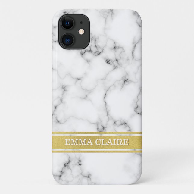 Marble Pattern with Gold Name Plate Case-Mate iPhone Case (Back)