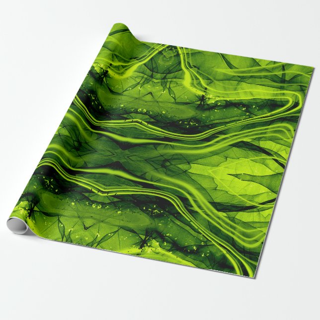 MARBLE PATTERN WRAPPING PAPER- LIME GREEN WRAPPING PAPER (Unrolled)