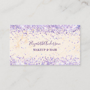 Marble peach purple confetti qr code business card