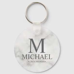 Marble Personalized Groomsman Name and Monogram Keychain