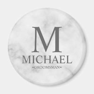 Marble Personalized Groomsman Name and Monogram Magnet