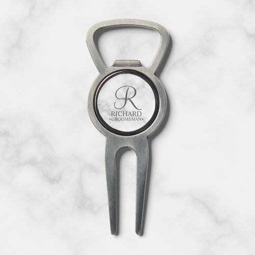 Marble Personalized Groomsmans Name and Monogram Divot Tool