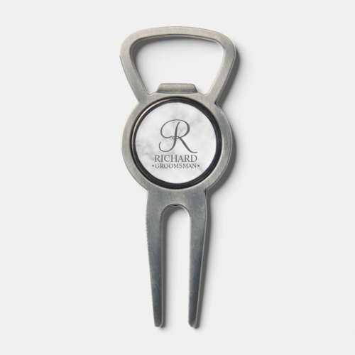 Marble Personalized Groomsmans Name and Monogram Divot Tool