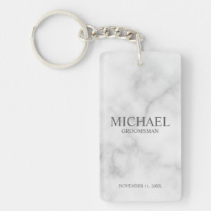 Marble Personalized Groomsman's Name and Monogram Keychain