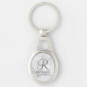 Marble Personalized Groomsman's Name and Monogram Keychain