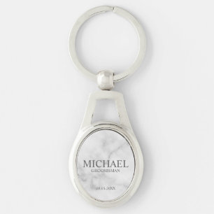 Marble Personalized Groomsman's Name and Monogram Keychain