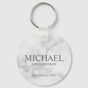 Marble Personalized Groomsman's Name and Monogram Keychain