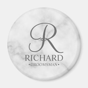 Marble Personalized Groomsman's Name and Monogram Magnet