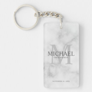 Marble Personalized Groomsmen's name and monogram Keychain