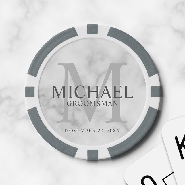 Marble Personalized Groomsmen's name&monogram Poker Chips (Creator Uploaded)