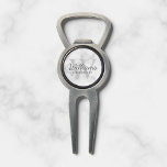 Marble Personalized Script Groomsmen  Divot Tool<br><div class="desc">Add a personal touch to your wedding with personalized groomsmen divot tool. This divot tool features personalized groomsman's name in grey classic script font style with wedding details in grey classic serif font style and monogram in light grey classic serif font style as background, on white marble background. Also perfect...</div>