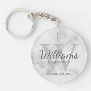 Marble Personalized Script Groomsmen Keychain