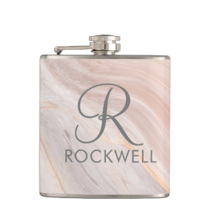 Marble Personalized Script Monogram and Name Gift Flask