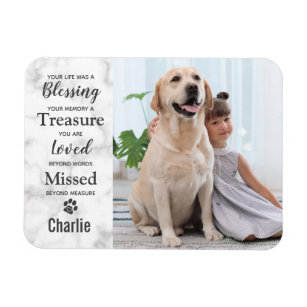 Marble Pet Dog Memorial Remembrance Photo Magnet