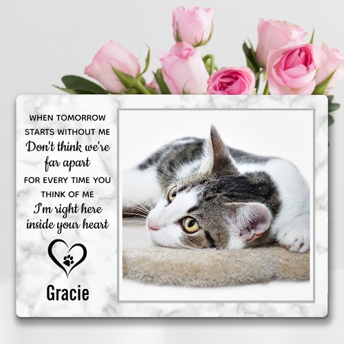 Marble Pet Loss Keepsake Cat Memorial Photo Plaque