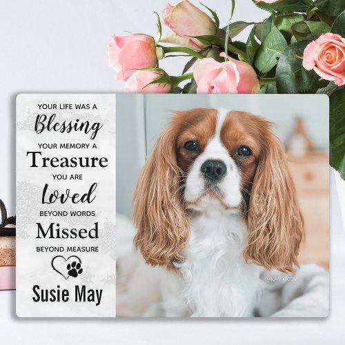 Marble Pet Loss Keepsake Pet Memorial Photo Plaque