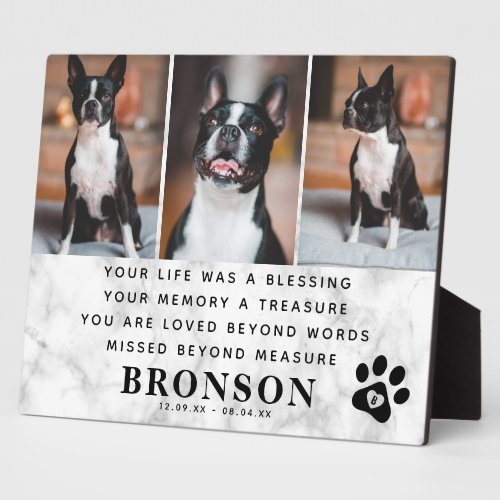 Marble Pet Loss Memorial Quote  Photo Collage Plaque