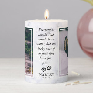 Marble Pet Loss Pet Memorial 2 Photo Pillar Candle