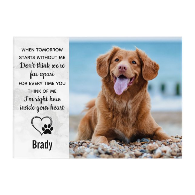 Marble Pet Memorial Remembrance Dog Keepsake Acrylic Print (Front)