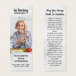 Marble Photo Memorial Poem Simple Funeral Bookmark