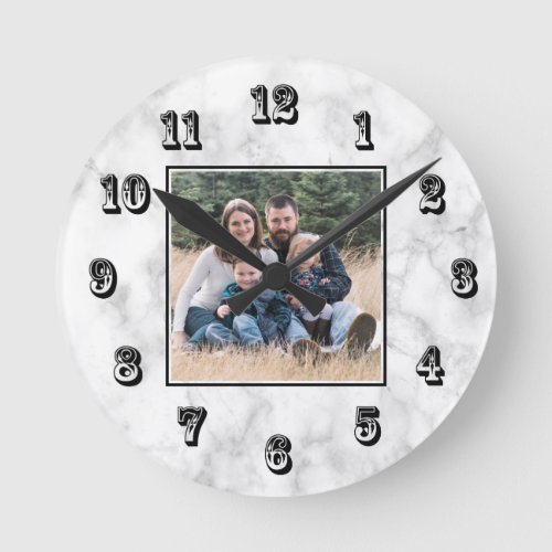 Marble Photo Round Clock