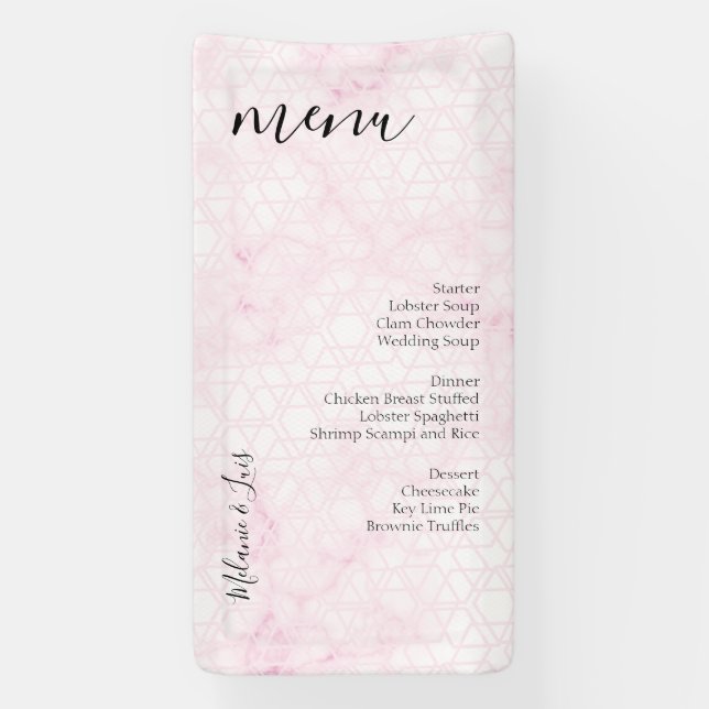 marble Pink Abstrack Wedding Menu Banner (Vertical)