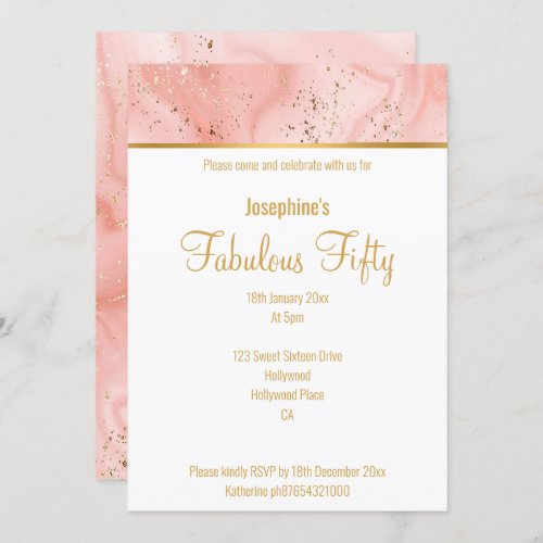MARBLE PINK ABSTRACT GOLD CUSTOM INVITATION
