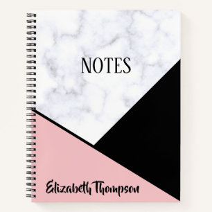 Marble, Pink & Black Notebook