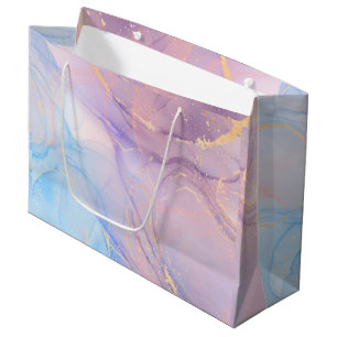 Marble Pink Blue & Gold Business Card Large Gift Bag
