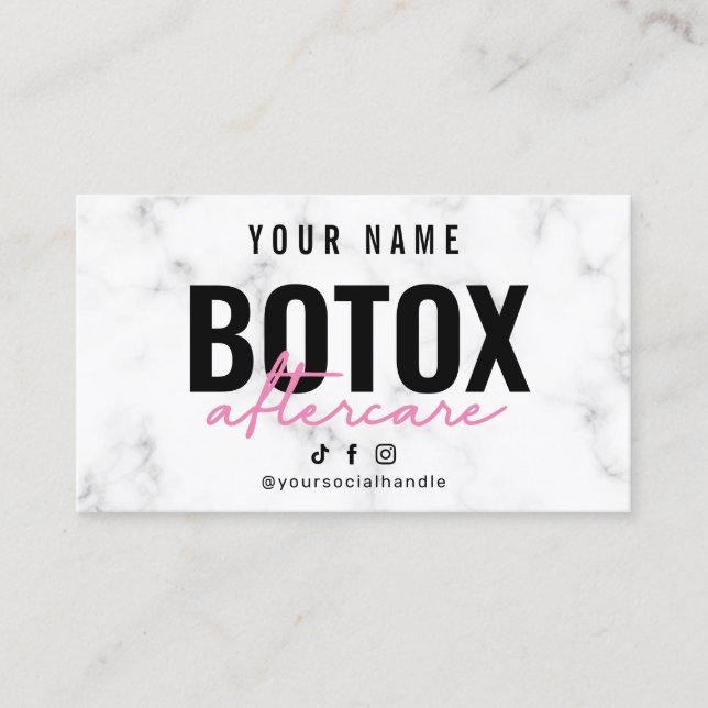 Marble Pink Botox Aftercare Card (Front)
