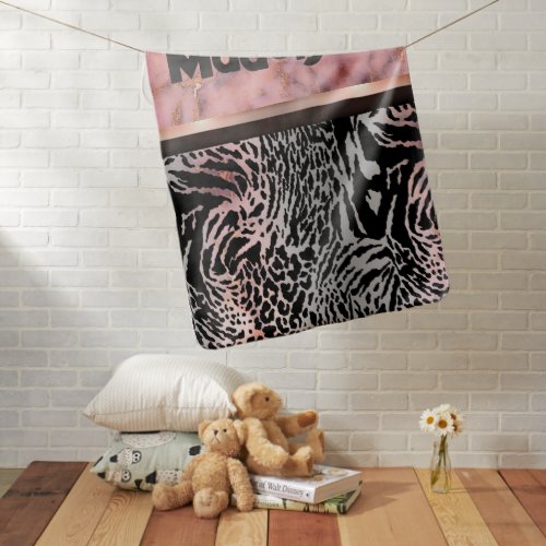 Marble Pink Chic Tiger Safari Print     Baby Blanket