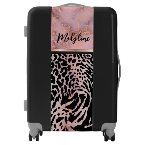 Marble Pink Chic Tiger Safari Print  Luggage