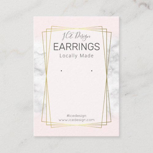 Marble Pink Gold Frame Earrings Display Packaging Business Card