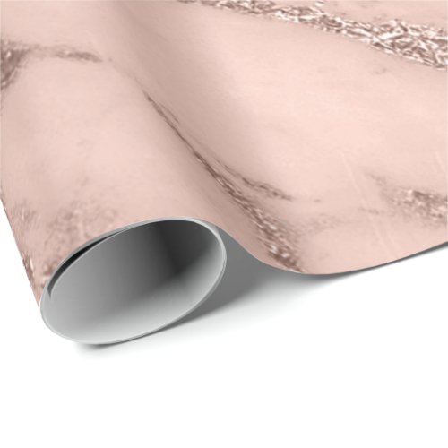 Marble Pink Rose Blush Stone Abstract Metallic Wrapping Paper