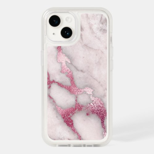 Marble Pink Rose Gold Glitter OtterBox iPhone 14 Case