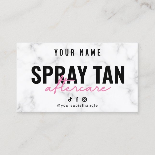 Marble Pink Spray Tan Aftercare Card (Front)